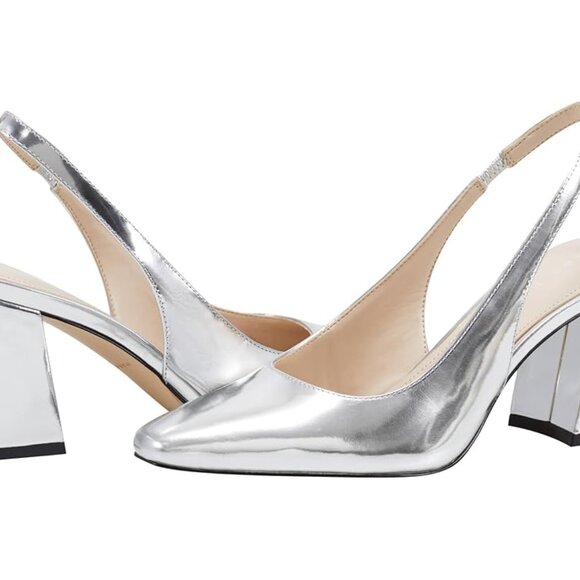 NEW NIB Marc Fisher Slingback Silver Metallic Pumps Size 8 or 8.5 Shoes Womens - Picture 6 of 6